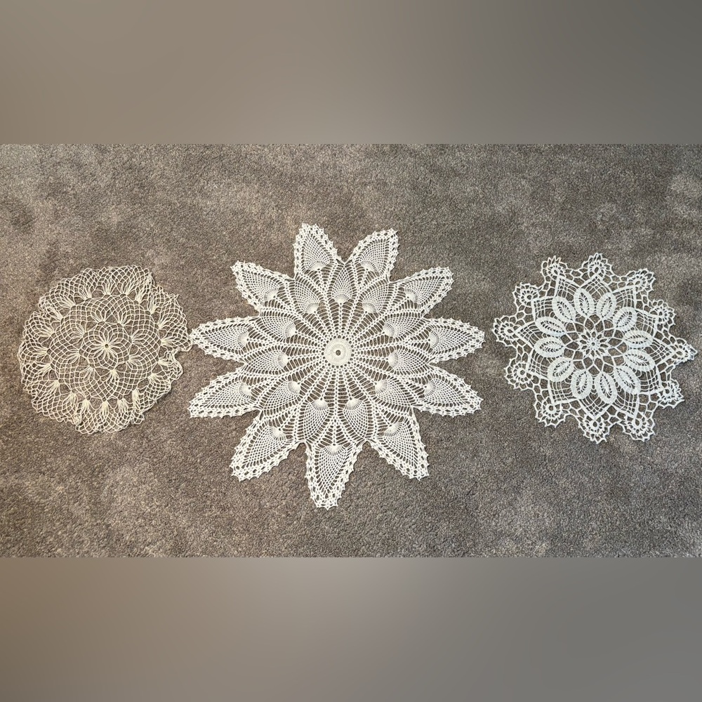 Bundle 3 large crochet doilies